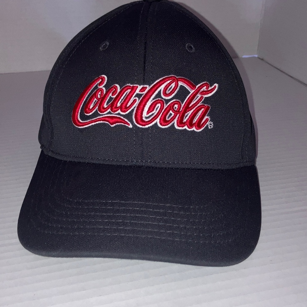 Coca-Cola Red Logo Charcoal Gray Hat also Embroidered Atlanta‎ on Back Velcro